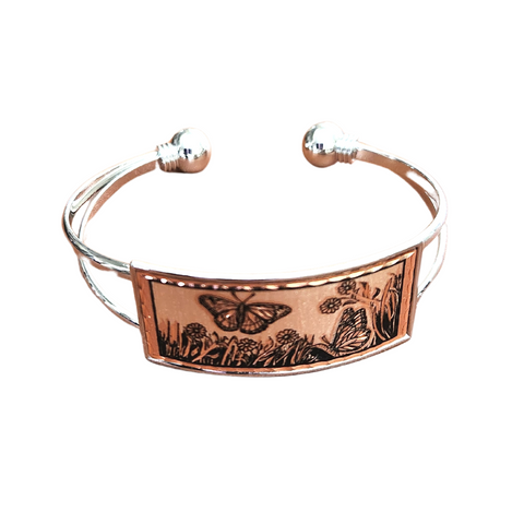 Copper Butterfly Silver Bracelet