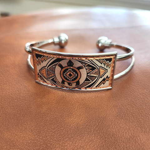Copper Turtle Silver Bracelet