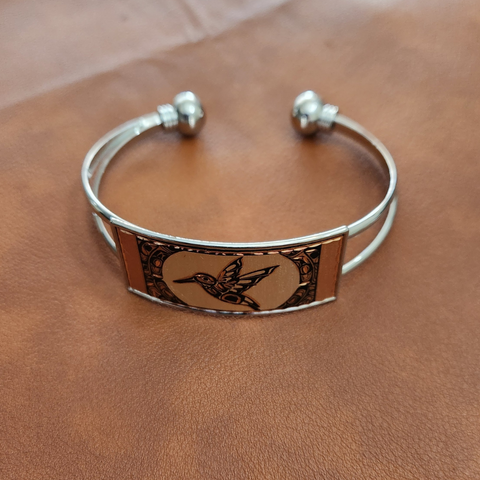 Copper Hummingbird Silver Bracelet