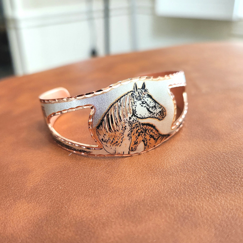 Copper Horse Cutout Bracelet