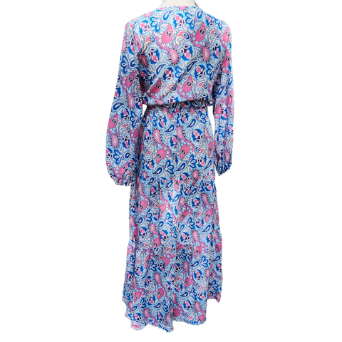 Pink Paisley Print Long Sleeve Maxi