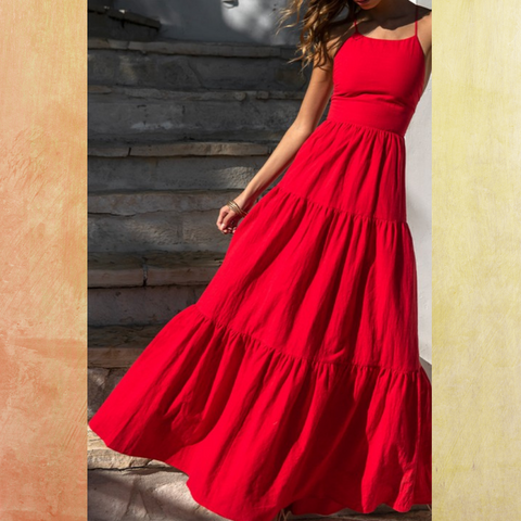 Red Tiered Maxi Dress