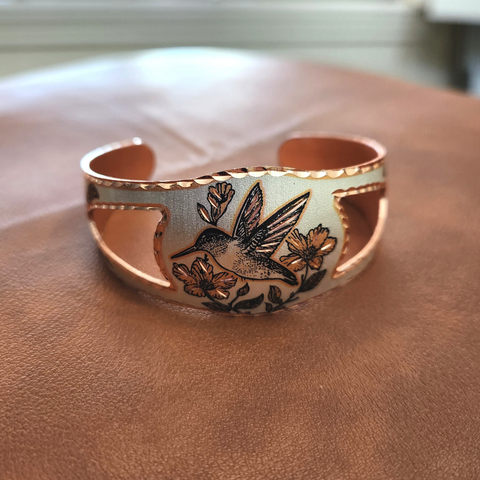 Copper Hummingbird Cutout Bracelet