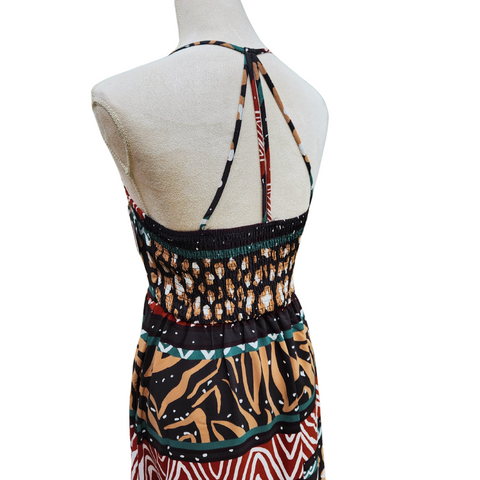 MultiColor Vintage Print Maxi Dress