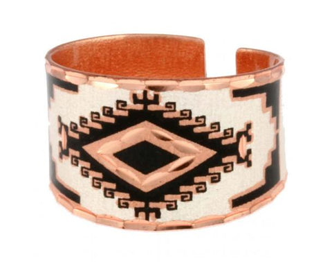Copper Wide Black Diamond Design Ring