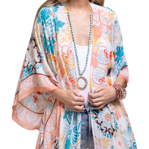 Coral Moroccan Tile Kimono