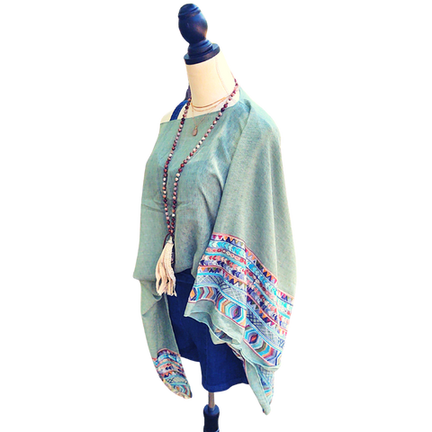 Fallon Embroidered Sleeve Poncho