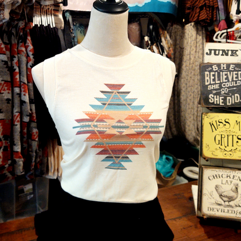 Tribal Print Muscle Tee