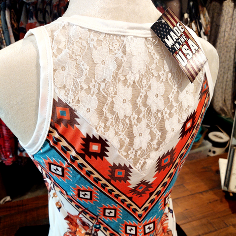 Lace Back Tribal Tank