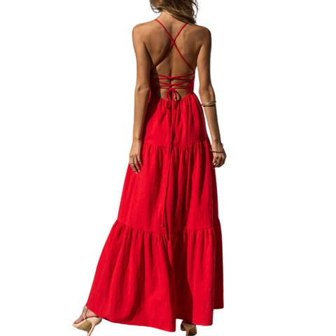 Red Tiered Maxi Dress