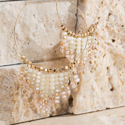 Beaded Tassel And Ring Earrings