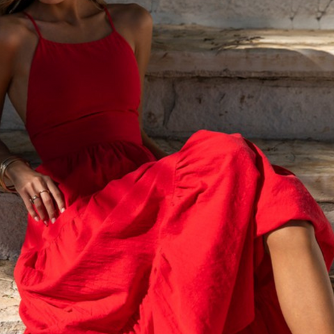 Red Tiered Maxi Dress